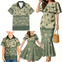 Hawaii Christmas In July Family Matching Mermaid Dress and Hawaiian Shirt Olive Green Mele Kalikimaka Sea Animals DT05 - Polynesian Pride