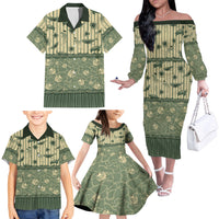 Hawaii Christmas In July Family Matching Off The Shoulder Long Sleeve Dress and Hawaiian Shirt Olive Green Mele Kalikimaka Sea Animals DT05 - Polynesian Pride