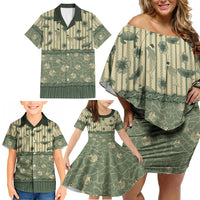Hawaii Christmas In July Family Matching Off Shoulder Short Dress and Hawaiian Shirt Olive Green Mele Kalikimaka Sea Animals DT05 - Polynesian Pride