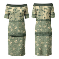 Hawaii Christmas In July Family Matching Puletasi and Hawaiian Shirt Olive Green Mele Kalikimaka Sea Animals DT05 Mom's Dress Green - Polynesian Pride