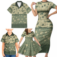 Hawaii Christmas In July Family Matching Short Sleeve Bodycon Dress and Hawaiian Shirt Olive Green Mele Kalikimaka Sea Animals DT05 - Polynesian Pride