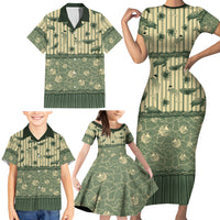 Hawaii Christmas In July Family Matching Short Sleeve Bodycon Dress and Hawaiian Shirt Olive Green Mele Kalikimaka Sea Animals