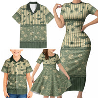 Hawaii Christmas In July Family Matching Short Sleeve Bodycon Dress and Hawaiian Shirt Olive Green Mele Kalikimaka Sea Animals DT05 - Polynesian Pride