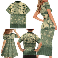 Hawaii Christmas In July Family Matching Short Sleeve Bodycon Dress and Hawaiian Shirt Olive Green Mele Kalikimaka Sea Animals DT05 Mom's Dress Green - Polynesian Pride