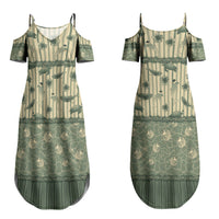 Hawaii Christmas In July Family Matching Summer Maxi Dress and Hawaiian Shirt Olive Green Mele Kalikimaka Sea Animals DT05 Mom's Dress Green - Polynesian Pride