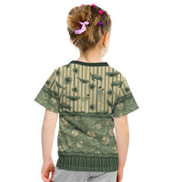 Hawaii Christmas In July Kid T Shirt Olive Green Mele Kalikimaka Sea Animals