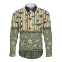 Hawaii Christmas In July Long Sleeve Button Shirt Olive Green Mele Kalikimaka Sea Animals