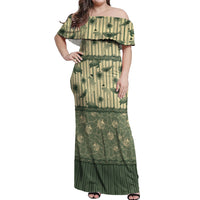 Hawaii Christmas In July Off Shoulder Maxi Dress Olive Green Mele Kalikimaka Sea Animals