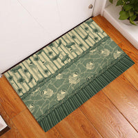 Hawaii Christmas In July Rubber Doormat Olive Green Mele Kalikimaka Sea Animals