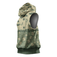 Hawaii Christmas In July Sleeveless Hoodie Olive Green Mele Kalikimaka Sea Animals