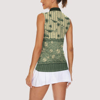 Hawaii Christmas In July Women Sleeveless Polo Shirt Olive Green Mele Kalikimaka Sea Animals