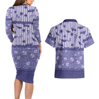 Hawaii Christmas In July Couples Matching Long Sleeve Bodycon Dress and Hawaiian Shirt Amethyst Purple Mele Kalikimaka Sea Animals
