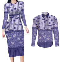 Hawaii Christmas In July Couples Matching Long Sleeve Bodycon Dress and Long Sleeve Button Shirt Amethyst Purple Mele Kalikimaka Sea Animals