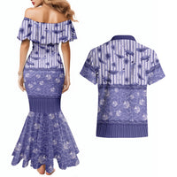 Hawaii Christmas In July Couples Matching Mermaid Dress and Hawaiian Shirt Amethyst Purple Mele Kalikimaka Sea Animals