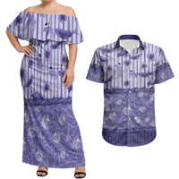 Hawaii Christmas In July Couples Matching Off Shoulder Maxi Dress and Hawaiian Shirt Amethyst Purple Mele Kalikimaka Sea Animals DT05 Purple - Polynesian Pride
