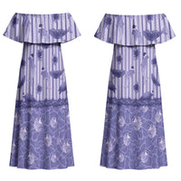 Hawaii Christmas In July Couples Matching Off Shoulder Maxi Dress and Hawaiian Shirt Amethyst Purple Mele Kalikimaka Sea Animals DT05 - Polynesian Pride