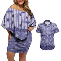 Hawaii Christmas In July Couples Matching Off Shoulder Short Dress and Hawaiian Shirt Amethyst Purple Mele Kalikimaka Sea Animals DT05 Purple - Polynesian Pride