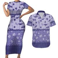 Hawaii Christmas In July Couples Matching Short Sleeve Bodycon Dress and Hawaiian Shirt Amethyst Purple Mele Kalikimaka Sea Animals DT05 Purple - Polynesian Pride
