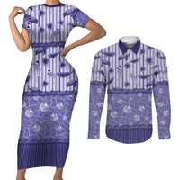 Hawaii Christmas In July Couples Matching Short Sleeve Bodycon Dress and Long Sleeve Button Shirt Amethyst Purple Mele Kalikimaka Sea Animals
