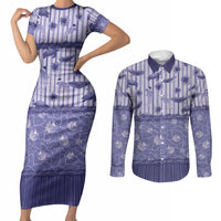 Hawaii Christmas In July Couples Matching Short Sleeve Bodycon Dress and Long Sleeve Button Shirt Amethyst Purple Mele Kalikimaka Sea Animals DT05 Purple - Polynesian Pride