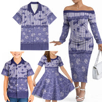 Hawaii Christmas In July Family Matching Off The Shoulder Long Sleeve Dress and Hawaiian Shirt Amethyst Purple Mele Kalikimaka Sea Animals DT05 - Polynesian Pride
