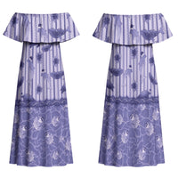 Hawaii Christmas In July Family Matching Off Shoulder Maxi Dress and Hawaiian Shirt Amethyst Purple Mele Kalikimaka Sea Animals DT05 Mom's Dress Purple - Polynesian Pride
