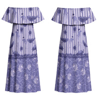 Hawaii Christmas In July Family Matching Off Shoulder Maxi Dress and Hawaiian Shirt Amethyst Purple Mele Kalikimaka Sea Animals DT05 Mom's Dress Purple - Polynesian Pride