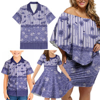 Hawaii Christmas In July Family Matching Off Shoulder Short Dress and Hawaiian Shirt Amethyst Purple Mele Kalikimaka Sea Animals DT05 - Polynesian Pride