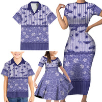 Hawaii Christmas In July Family Matching Short Sleeve Bodycon Dress and Hawaiian Shirt Amethyst Purple Mele Kalikimaka Sea Animals