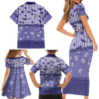 Hawaii Christmas In July Family Matching Short Sleeve Bodycon Dress and Hawaiian Shirt Amethyst Purple Mele Kalikimaka Sea Animals
