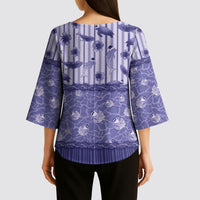 Hawaii Christmas In July Kimono Sleeve Blouse Amethyst Purple Mele Kalikimaka Sea Animals