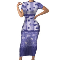 Hawaii Christmas In July Short Sleeve Bodycon Dress Amethyst Purple Mele Kalikimaka Sea Animals DT05 Long Dress Purple - Polynesian Pride