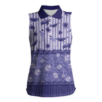 Hawaii Christmas In July Women Sleeveless Polo Shirt Amethyst Purple Mele Kalikimaka Sea Animals