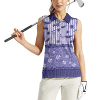 Hawaii Christmas In July Women Sleeveless Polo Shirt Amethyst Purple Mele Kalikimaka Sea Animals