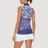 Hawaii Christmas In July Women Sleeveless Polo Shirt Amethyst Purple Mele Kalikimaka Sea Animals