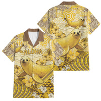 Hawaii Banana Seal Family Matching Puletasi and Hawaiian Shirt Ilio Holo I Ka Uaua Aloha DT05 Dad's Shirt - Short Sleeve Yellow - Polynesian Pride