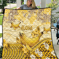 Hawaii Banana Seal Quilt Ilio Holo I Ka Uaua Aloha DT05 Yellow - Polynesian Pride