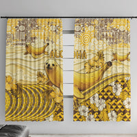 Hawaii Banana Seal Window Curtain Ilio Holo I Ka Uaua Aloha DT05 With Hooks Yellow - Polynesian Pride