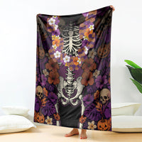 Hawaii Halloween Blanket Skeleton Bones Flower Lei Tropical Floral DT05 - Polynesian Pride