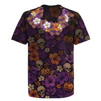 Hawaii Halloween Rugby Jersey Skeleton Bones Flower Lei Tropical Floral DT05 - Polynesian Pride