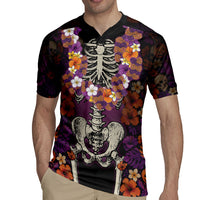 Hawaii Halloween Rugby Jersey Skeleton Bones Flower Lei Tropical Floral DT05 - Polynesian Pride