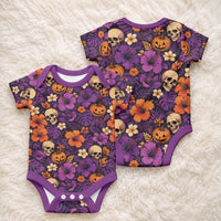 Hawaii Halloween Baby Onesie Skeleton Pumpkin Hawaiian Flower Tribal