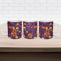 Hawaii Halloween Ceramic Mug Skeleton Pumpkin Hawaiian Flower Tribal DT05 - Polynesian Pride