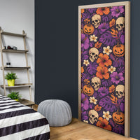 Hawaii Halloween Door Cover Skeleton Pumpkin Hawaiian Flower Tribal DT05 - Polynesian Pride