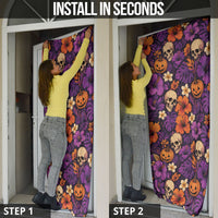 Hawaii Halloween Door Cover Skeleton Pumpkin Hawaiian Flower Tribal DT05 - Polynesian Pride