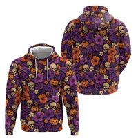 Hawaii Halloween Hoodie Skeleton Pumpkin Hawaiian Flower Tribal DT05 - Polynesian Pride