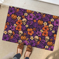 Hawaii Halloween Rubber Doormat Skeleton Pumpkin Hawaiian Flower Tribal DT05 - Polynesian Pride