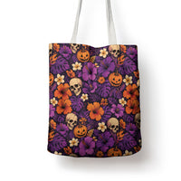 Hawaii Halloween Tote Bag Skeleton Pumpkin Hawaiian Flower Tribal DT05 - Polynesian Pride