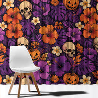 Hawaii Halloween Window Curtain Skeleton Pumpkin Hawaiian Flower Tribal DT05 - Polynesian Pride