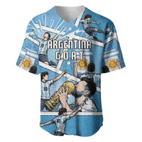 Custom Argentina Football Baseball Jersey Goat Comic Style Sun Of May DT05 Blue - Polynesian Pride
